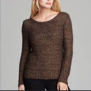 Eileen Fisher Metallic Ballet-Neck Shaped Sweater size Small